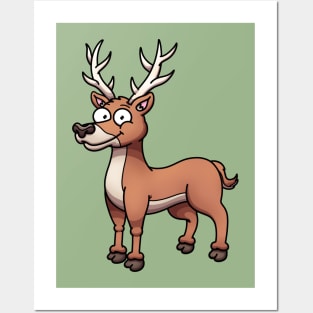 Happy Cartoon Male Deer Posters and Art